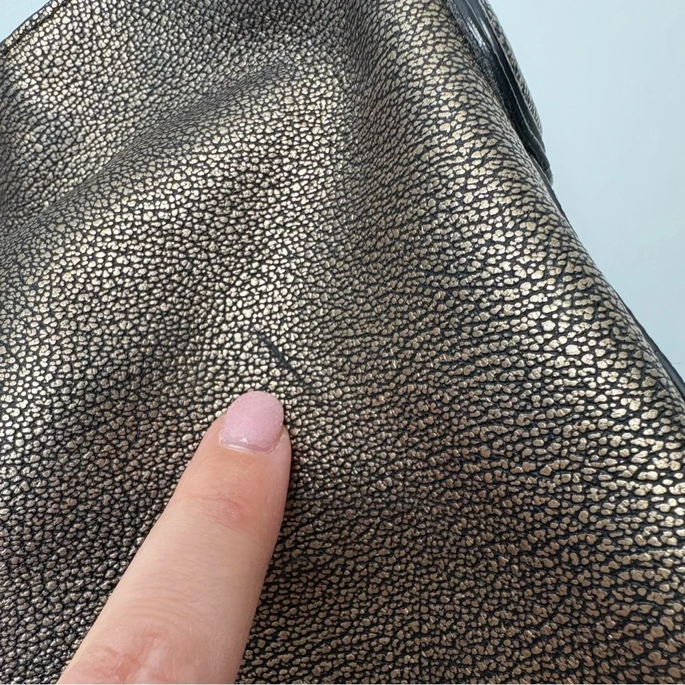 Coach Edie Metallic Gold Pebbled Shoulder Bag